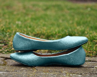 Flat wedding shoes Blue wedding shoes Light blue wedding shoes Wedding flats blue Glitter flats low high heels SIZE 9