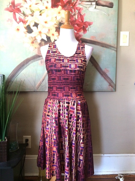 Purple geometric print dress by Xstravagance on Etsy
