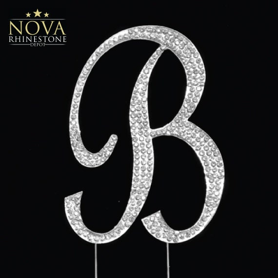 Crystal Rhinestone Silver Letter B Monogram