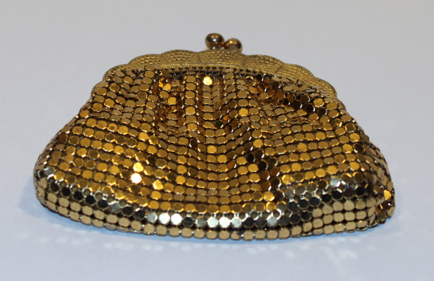 Vintage Retro Gold Tone Metal Mesh Coin Purse West Germany