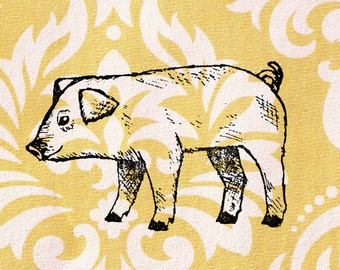 Pig Stamp: Wood Mounted Pigglet Rubber Stamp