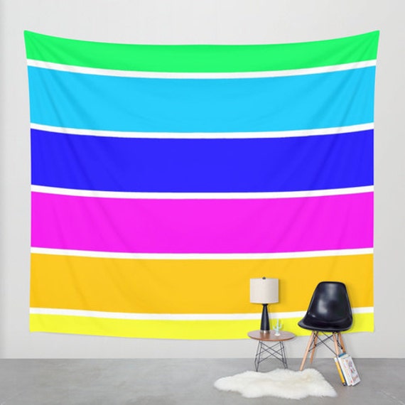 Items similar to Wall Tapestry, Bright Wall Hanging, Striped Wall