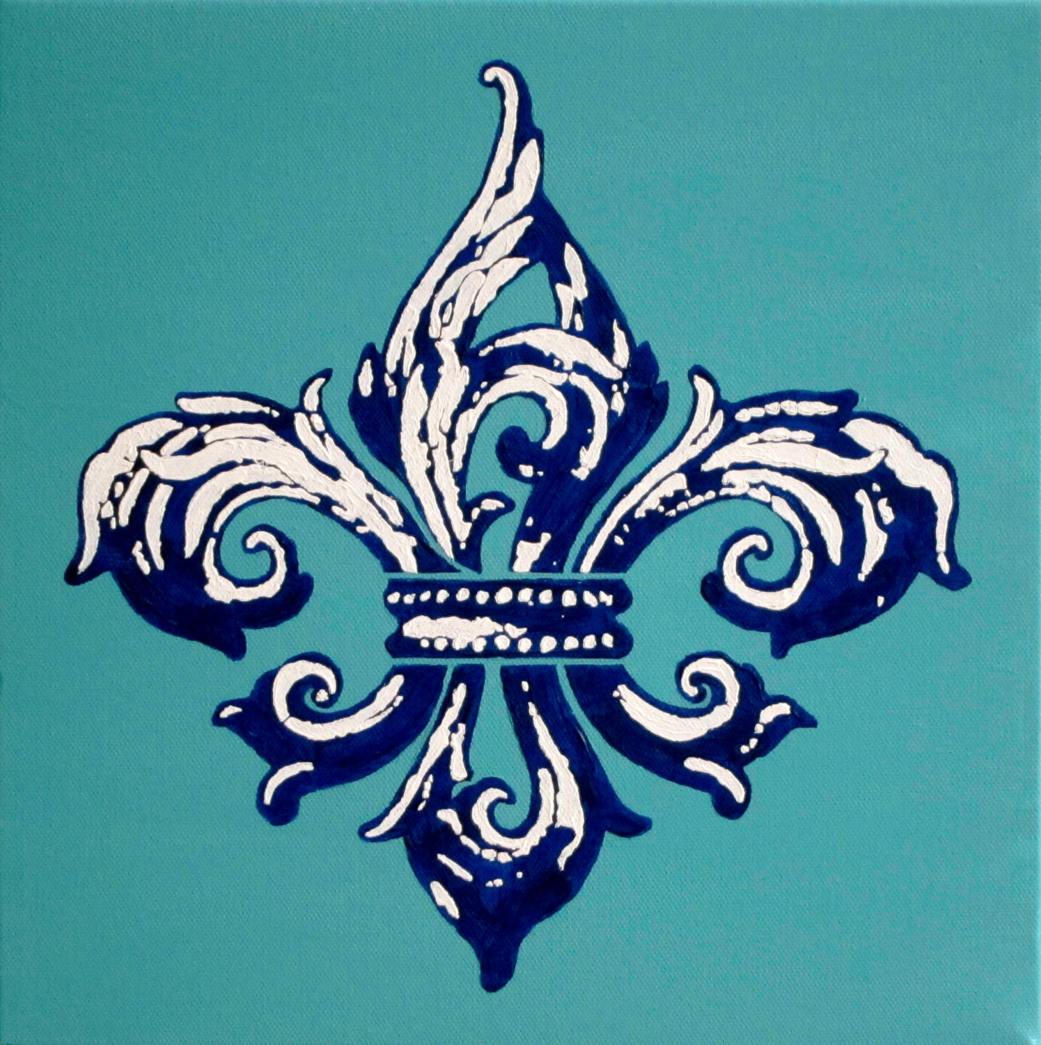Fleur de Lis Painting Fleur de Lis Art Tiffany Blue by GeauxLux