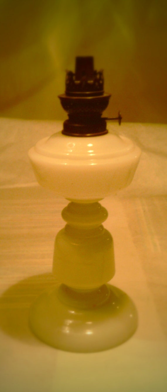 Hand Blown Milk Glass Oil Lamp