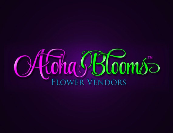 Custom flower business logo design, elegant pink green and blue logo for flower business, business brand logo design, premade logo design