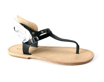 leather T-strap sandals for men wit h wings Hermes wing Mercury wing T ...
