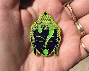 Glow in the Dark Bright Green Buddha Quality lapel Pin
