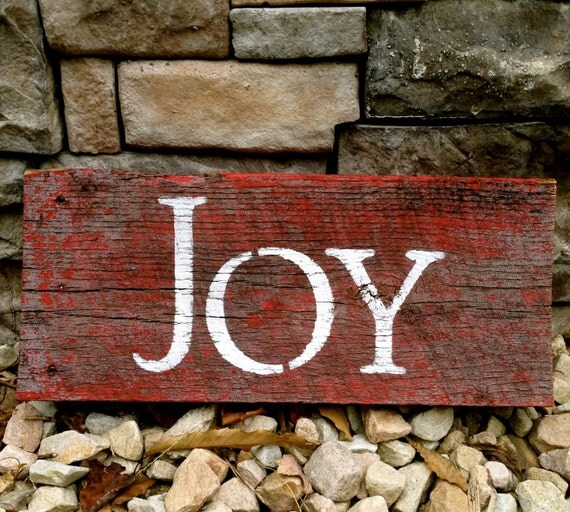 JOY sign, Rustic Wood Sign For Christmas, Red JOY Letters, Christmas Decor