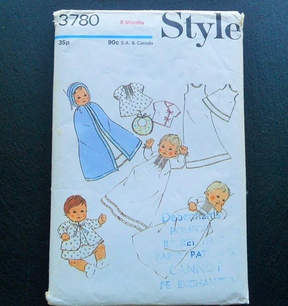 great pattern bee dress sewing british Sewing 3780 by 1972 Style Pattern Vintage 6 Baby Inglitreasures