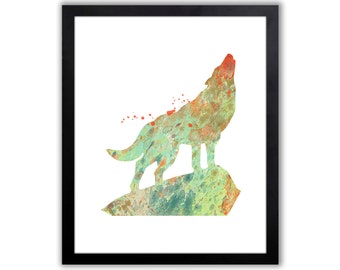 Wolf Art Print - Watercolor Animal Wall Art - Howling Wolf - North American Decor - Native American Decor - Tribal Wall Art - WA070