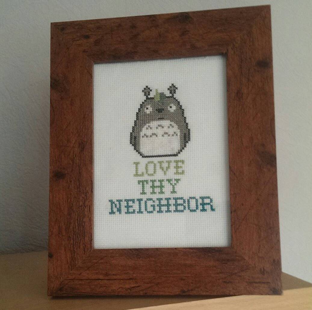 Framed Cross Stitch Studio Ghibli My by LifesAStitchStore