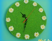 Unique crochet wall clock "Summer time" *Handmade *crochet flower clock *unique wall decor  * home decor *summer  * Unique Kitchen