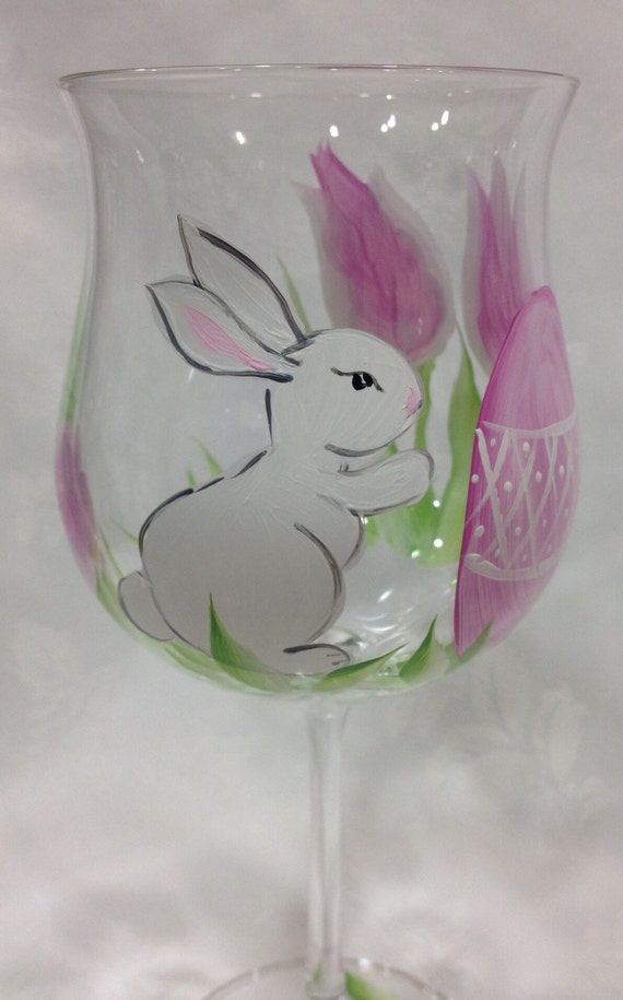 Items Similar To Set Of Two Crystal Handpainted Easter Wine Glasses   Il 570xN.740547414 Mzc4 