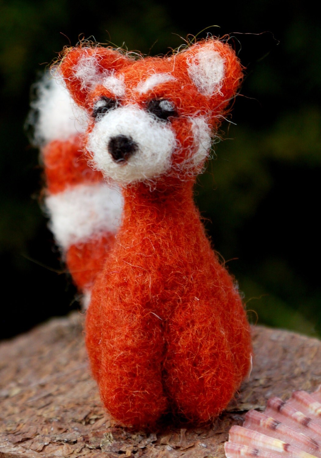 Needlefelt red panda needle felted animal miniature red