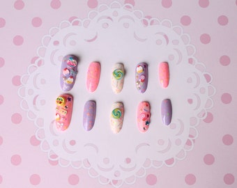 Cute & Sweet Pastel Fairy Kei Fake Nail Set