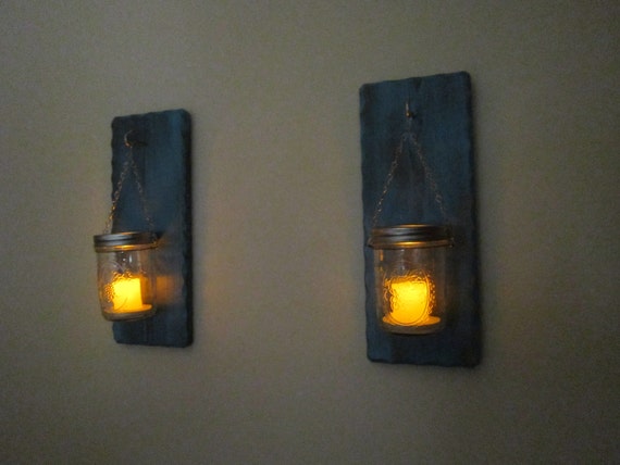 Candle Wall Sconce Mason Jar Sconce Candle by BriarRidgeCreation