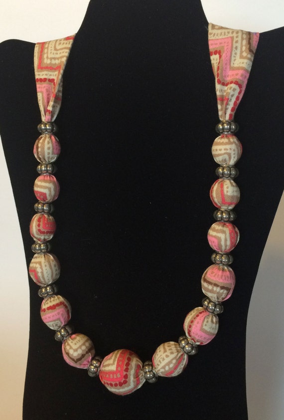Items similar to SALE!!! ONLY 3 LEFT! FabricCovered Beaded Necklace