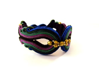 Soutache Bracelet Bulu Merak, will add glamour to any outfit, effective, ideal for evening styles, handmade
