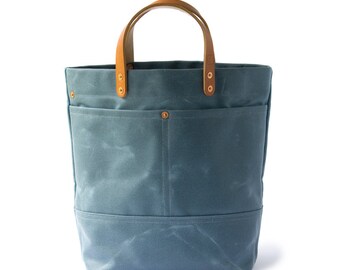 Waxed Canvas Utility Tote - Deep Teal