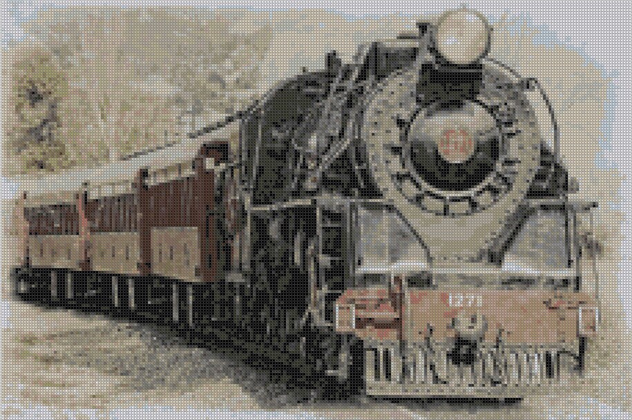 Classic Steam Train Counted Cross Stitch Pattern for Instant