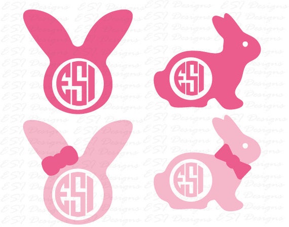 Download Easter Bunny/Bunny ears Monogram Frame with bows. SVG DXF ...