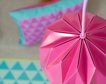 Small Origami Lamp, Fuchsia Pink Hanging Lamp Shade, Origami Paper Lamp, Kids Room Lighting