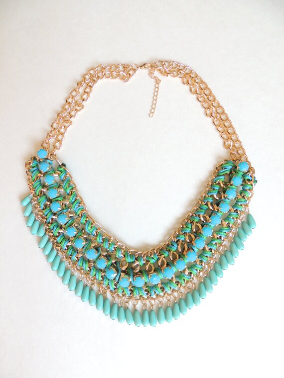 Statement Necklace Blue Necklace Bib Necklace