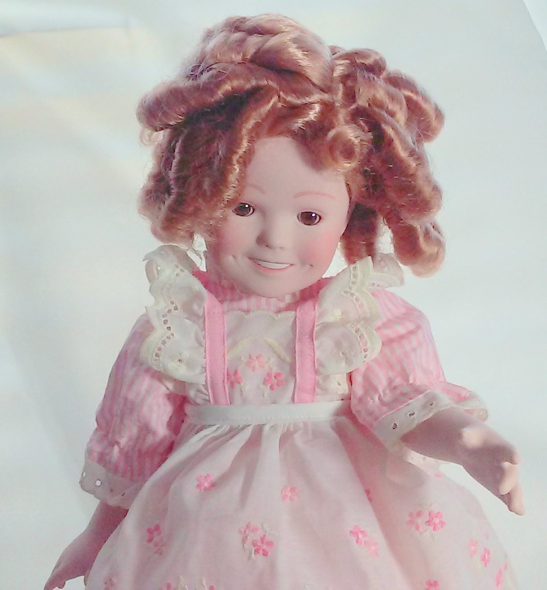 17 Full Body Porcelain Bisque Shirley Temple Doll Signed