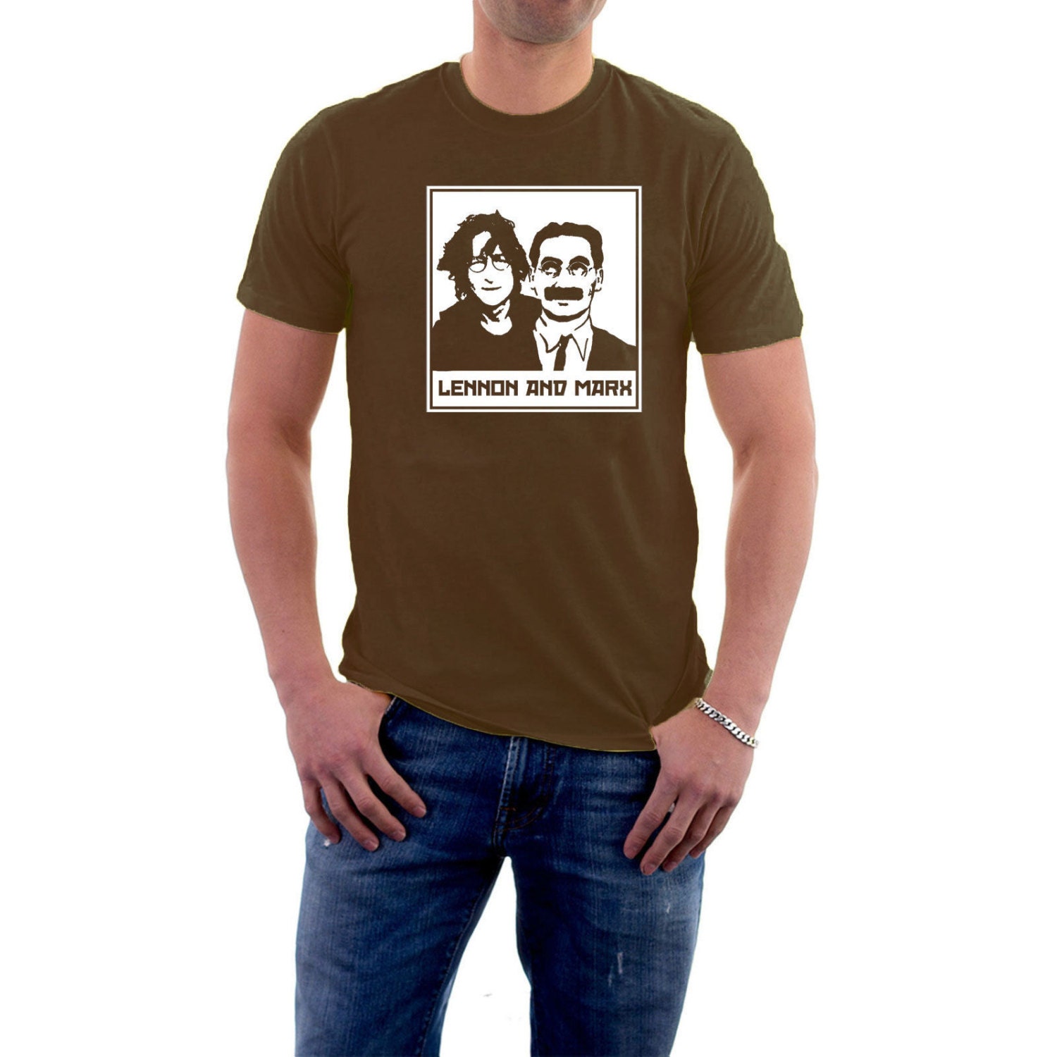 Lennon and Marx T-shirt. Music Movies. John & Groucho Marx