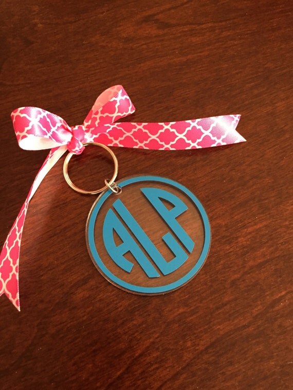 Custom Monogram Keychain Circle Keychain by SandyKsCustomDesigns