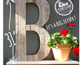 31" Tall • Rustic Guest Book Letter B Alternative,Big Wooden Letter,Rustic Wedding,Rustic Wood Letter,Barn Wedding,Reclaimed Wood