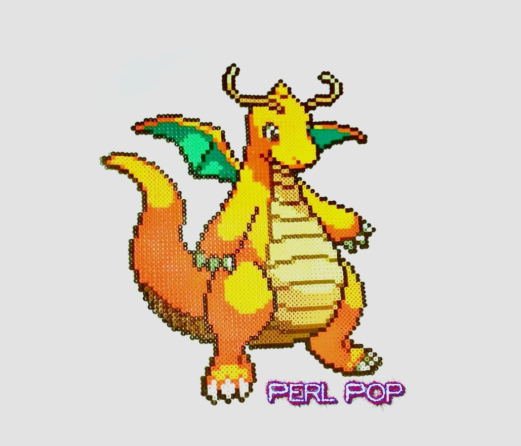 Pokemon Dragonite In Perler Beads Pixel Art Perler By Perlpop