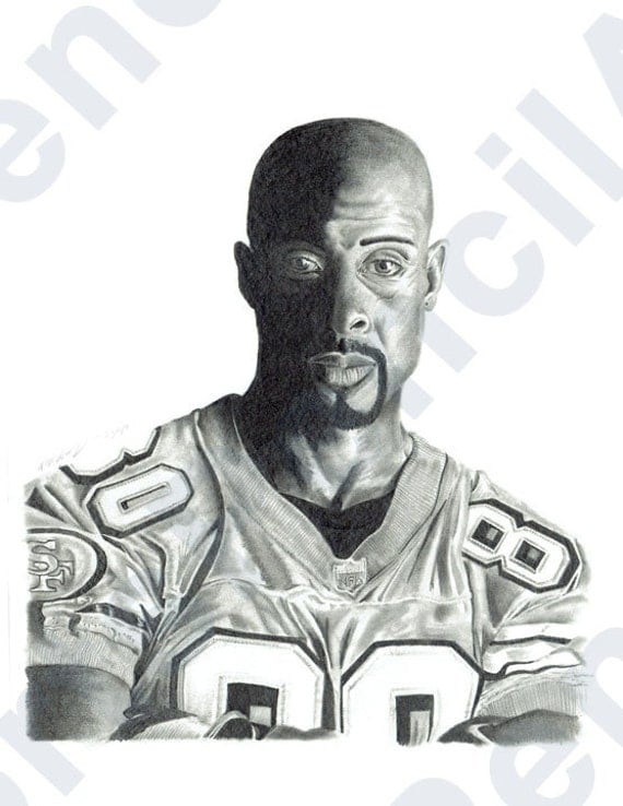 Jerry Rice Pencil Art Print With 11 x 14 Mat