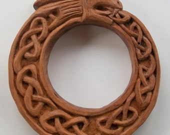 Ouroboros Wood carving, Handmade Woodcarving, 6,8 x 1,4 in