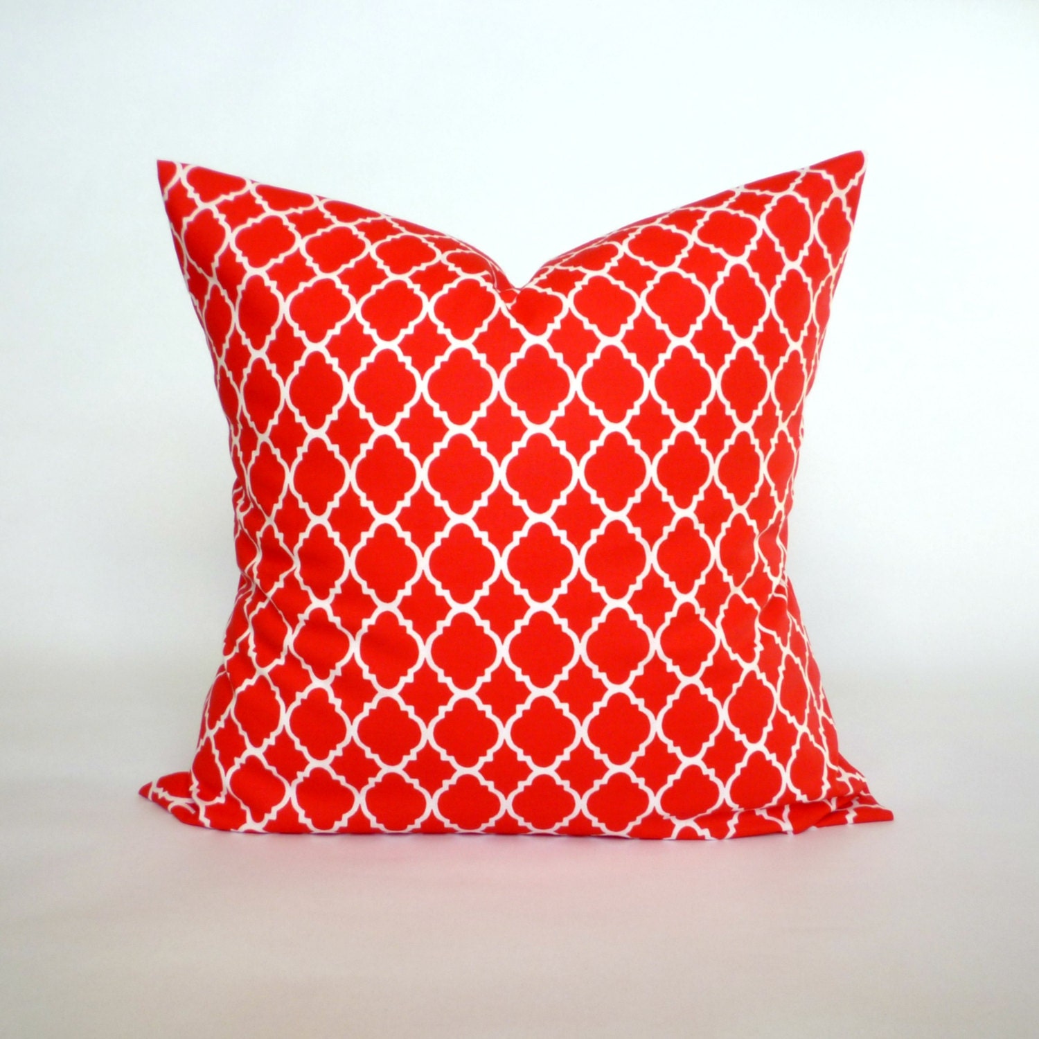Red and White Quatrefoil Pillow Cover Decorative Throw