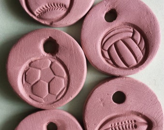 Essential Oil Diffuser Necklace - Natural Terra Cotta Clay with Hemp cord - Aromatherapy - Sports Balls