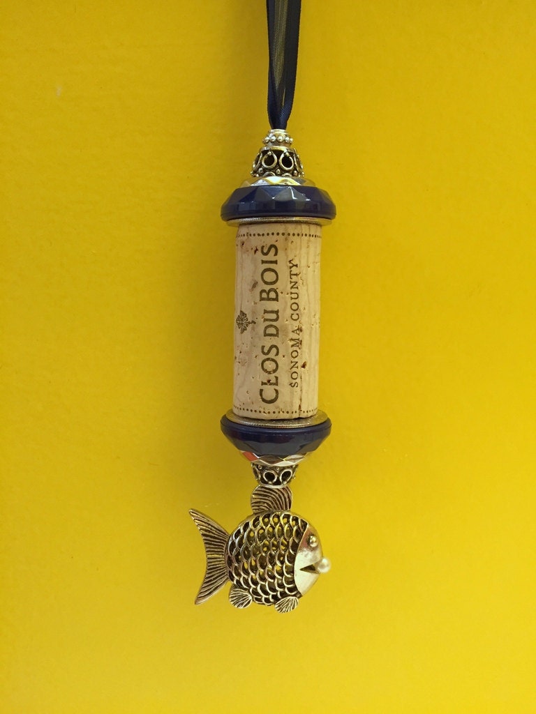 Fanciful Fish Themed Wine Cork Ornament