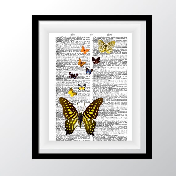 Items similar to Butterflies Dictionary Print Butterfly Print SALE Buy