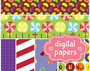 Adorable Willy Wonka Candies printable digital paper background INSTANT DOWNLOAD for personal and commercial use - High Resolution 300 DPI