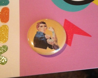 TATTOOED Rosie The Riveter 1 Inch Pin
