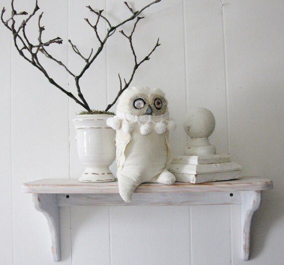Owl, Soft Sculpture, Folk Art Doll, Collectible Art Doll, Snowy Owl