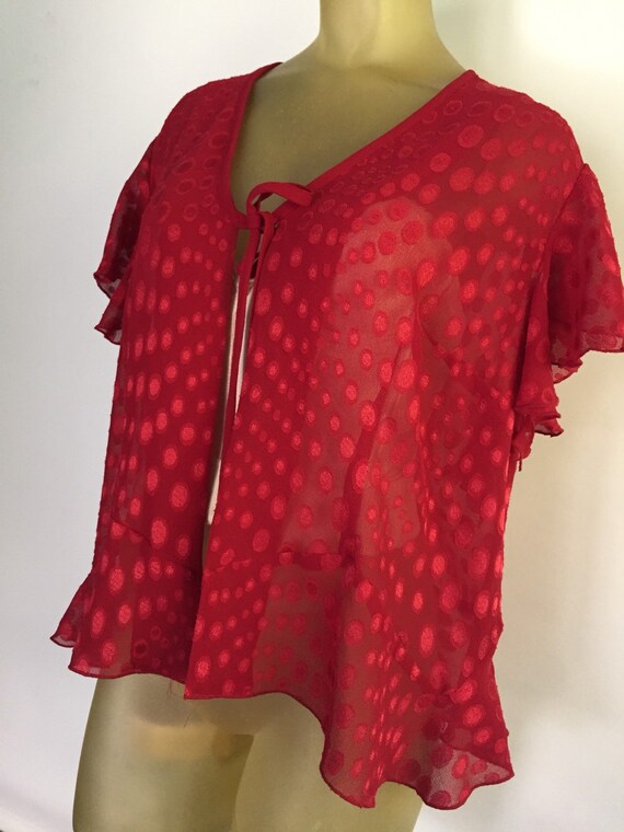 Plus Size Vintage Lingerie Red Cropped Sheer Babydoll Cover