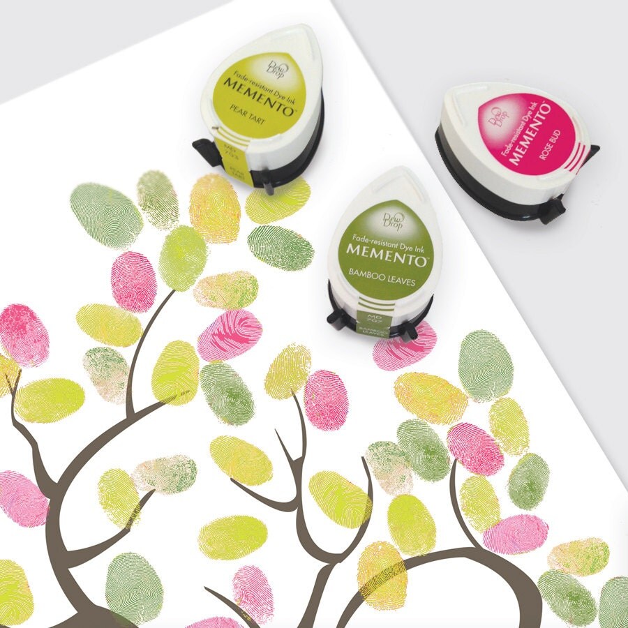 fingerprint guest book tree ink pads momento dew drop