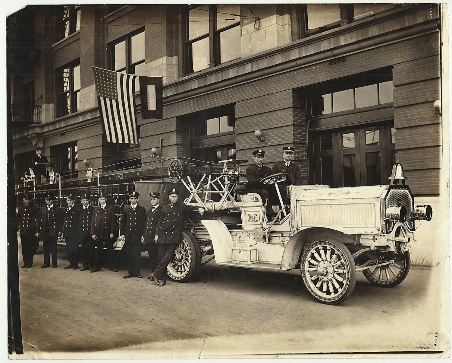 1900s Antique Fire Truck Photo Firemen in by AnnesAccumulations