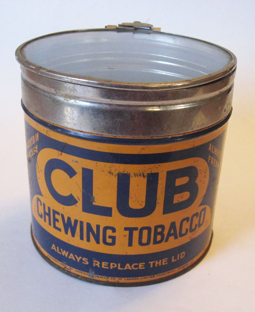 Old CLUB Chewing Tobacco Advertising Tin Unique by FabFunkyFinds