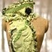 Textured wool green embroidered SCARF Wrap