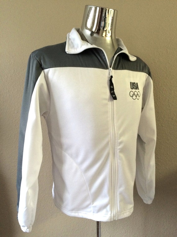 Vintage Apparel Men's 90's USA Olympics Track Jacket, Grey, White, Zip ...