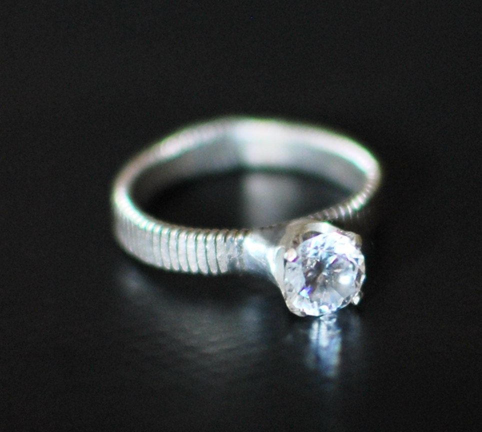Hammered Bass Guitar String Engagement Ring Engagement Ring