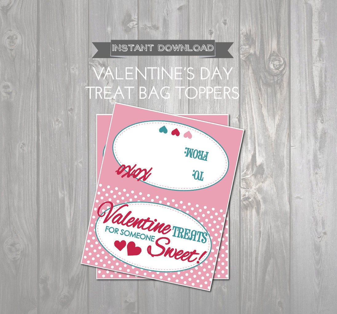 Printable Valentines Treat Bag Toppers Valentine Favors