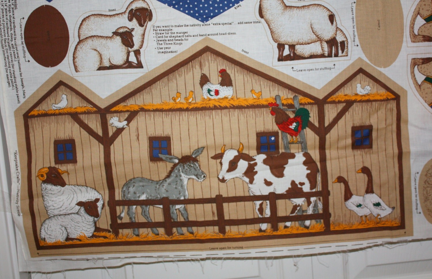 Nativity Scene Manger Cut and Sew Fabric Panel Toy or Display